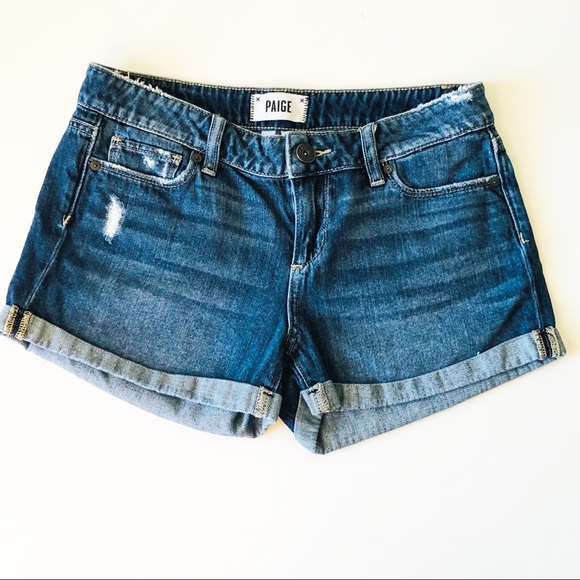 PAIGE Jimmy Jimmy distressed denim shorts Sz 26 - Picture 2 of 5